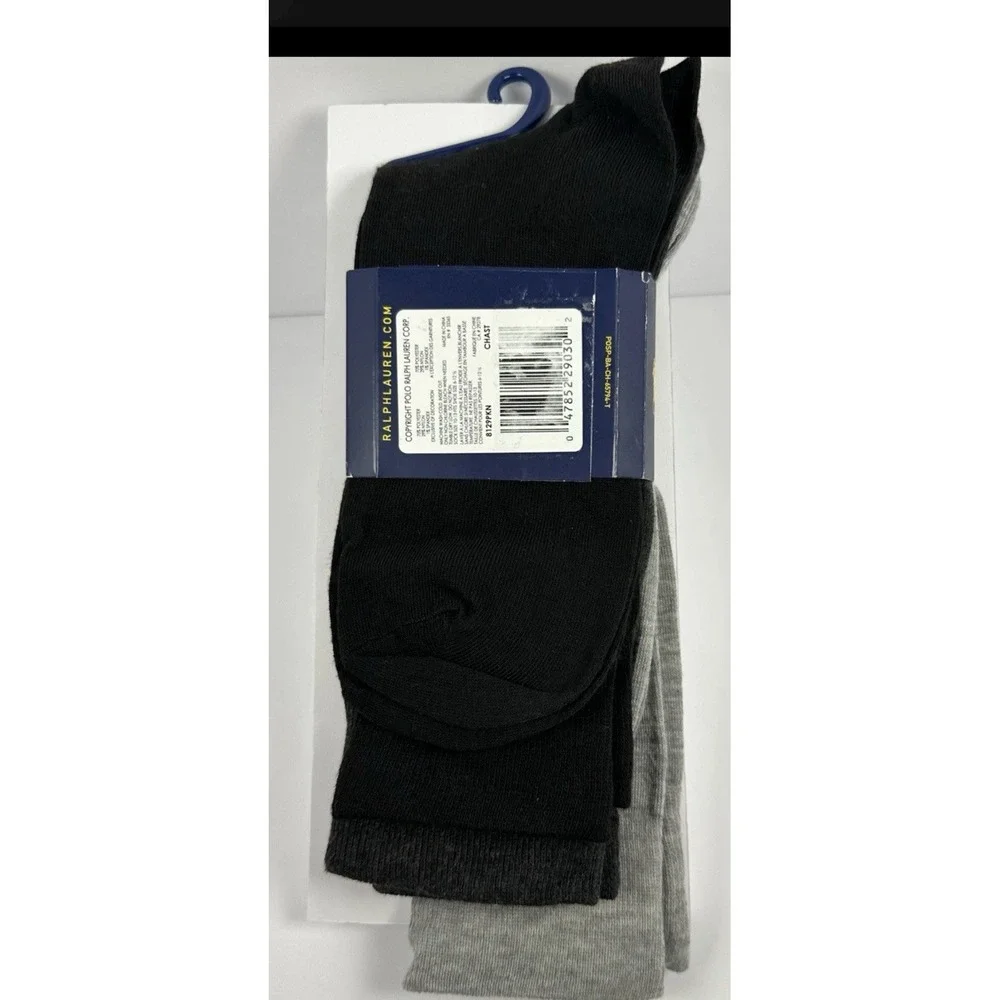 Polo Ralph Lauren Men's Crew Socks - 3 Pairs - Black/Black/Black (Size 6-12)